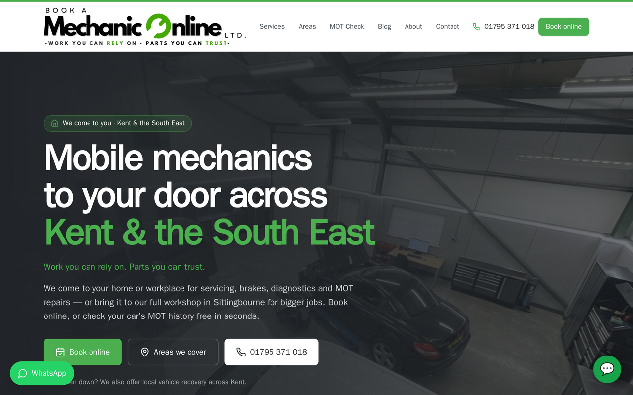 The Book A Mechanic website, built by grafter